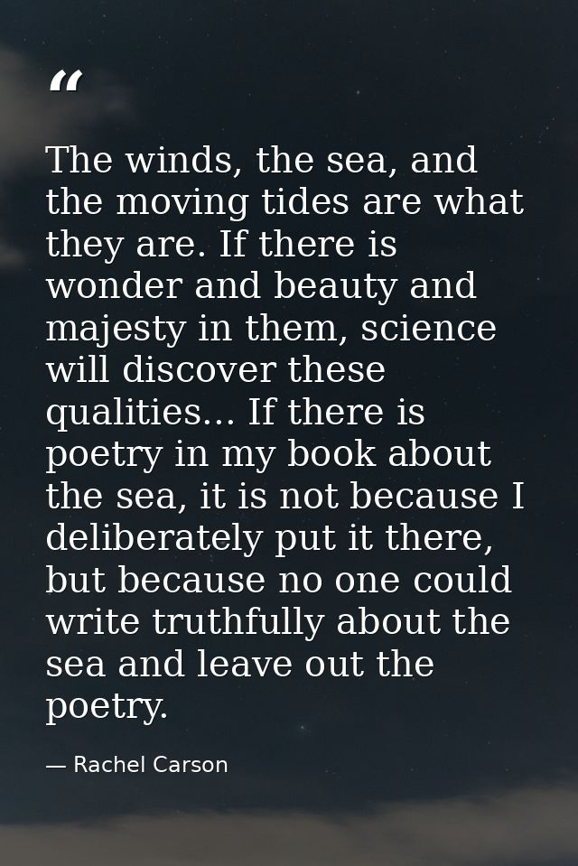 The winds, the sea, and the moving tides are what they are. If there is wonder and beauty and majesty in them, science w — Rachel Carson