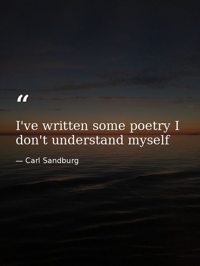 I've written some poetry I don't understand myself — Carl Sandburg
