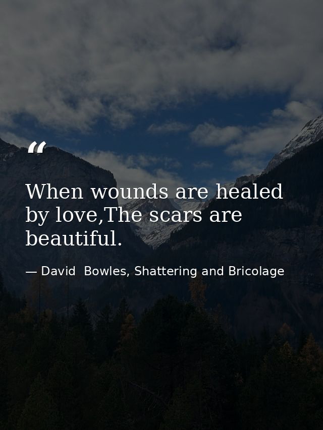 When wounds are healed by love,The scars are beautiful. — David  Bowles, Shattering and Bricolage