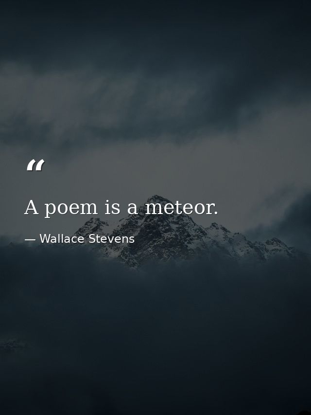 A poem is a meteor. — Wallace Stevens