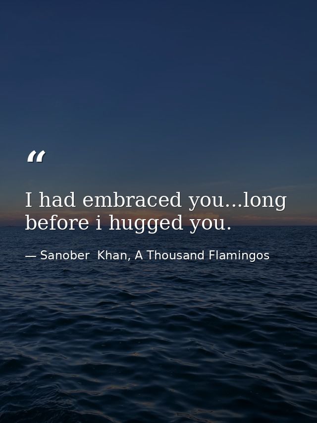 I had embraced you...long before i hugged you. — Sanober  Khan, A Thousand Flamingos