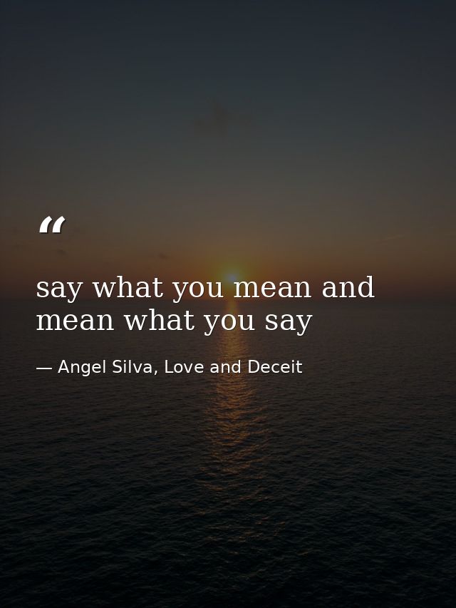 say what you mean and mean what you say — Angel Silva, Love and Deceit