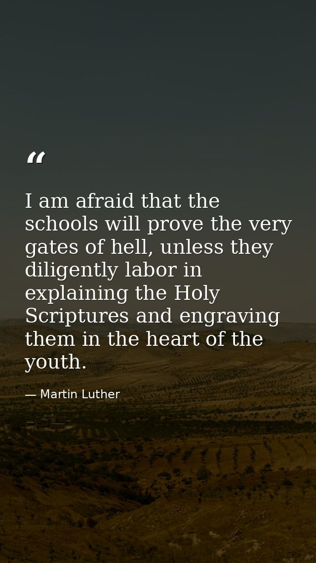 I am afraid that the schools will prove the very gates of hell, unless they diligently labor in explaining the Holy Scri — Martin Luther