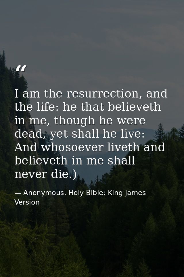 I am the resurrection, and the life: he that believeth in me, though he were dead, yet shall he live: And whosoever live — Anonymous, Holy Bible: King James Version