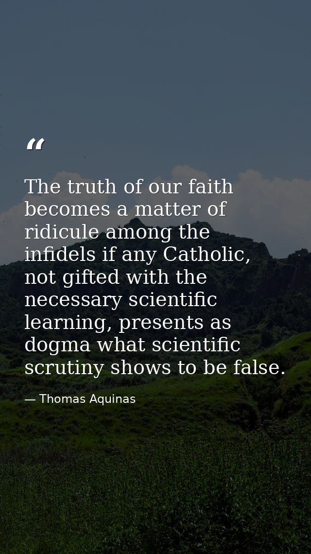 The truth of our faith becomes a matter of ridicule among the infidels if any Catholic, not gifted with the necessary sc — Thomas Aquinas