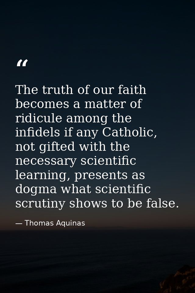 The truth of our faith becomes a matter of ridicule among the infidels if any Catholic, not gifted with the necessary sc — Thomas Aquinas