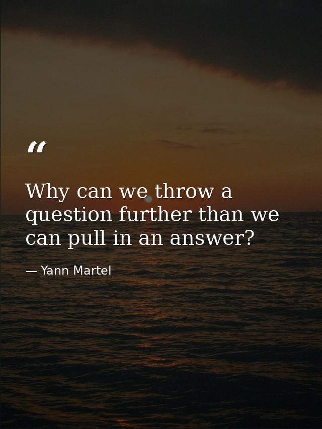 Why can we throw a question further than we can pull in an answer? — Yann Martel