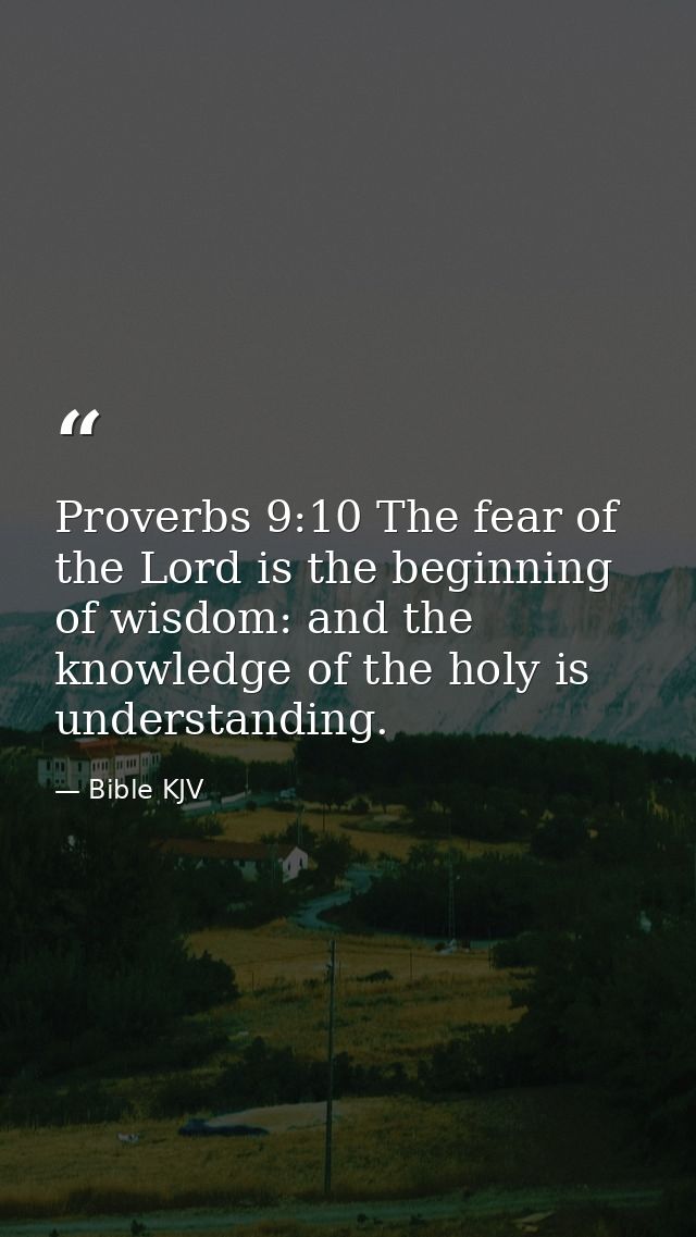 Proverbs 9:10 The fear of the Lord is the beginning of wisdom: and the knowledge of the holy is understanding. — Bible KJV