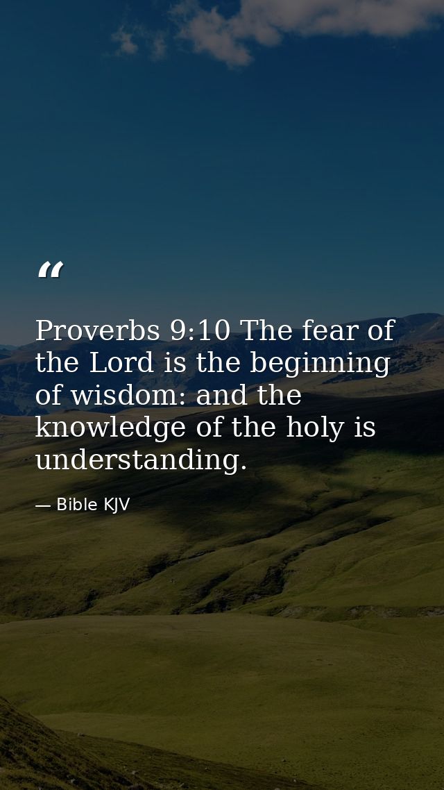 Proverbs 9:10 The fear of the Lord is the beginning of wisdom: and the knowledge of the holy is understanding. — Bible KJV