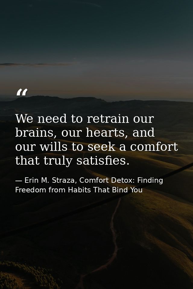 We need to retrain our brains, our hearts, and our wills to seek a comfort that truly satisfies. — Erin M. Straza, Comfort Detox: Finding Freedom from Habits That Bind You