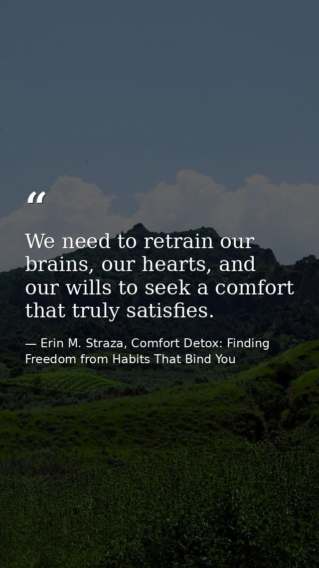 We need to retrain our brains, our hearts, and our wills to seek a comfort that truly satisfies. — Erin M. Straza, Comfort Detox: Finding Freedom from Habits That Bind You