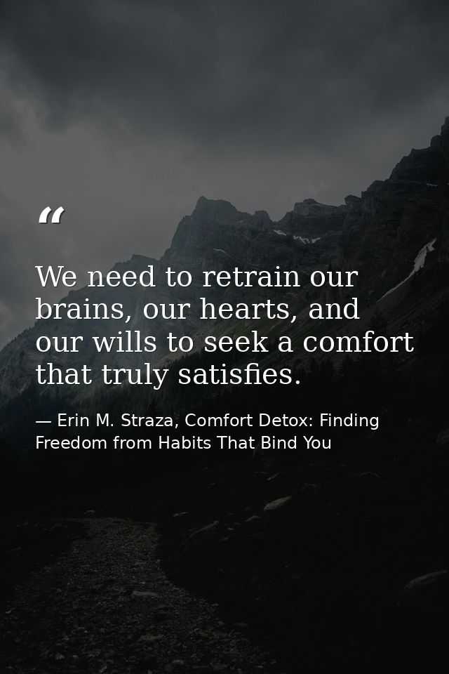 We need to retrain our brains, our hearts, and our wills to seek a comfort that truly satisfies. — Erin M. Straza, Comfort Detox: Finding Freedom from Habits That Bind You