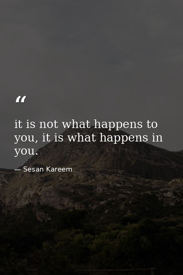 it is not what happens to you, it is what happens in you. — Sesan Kareem