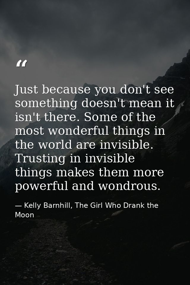 Just because you don't see something doesn't mean it isn't there. Some of the most wonderful things in the world are inv — Kelly Barnhill, The Girl Who Drank the Moon