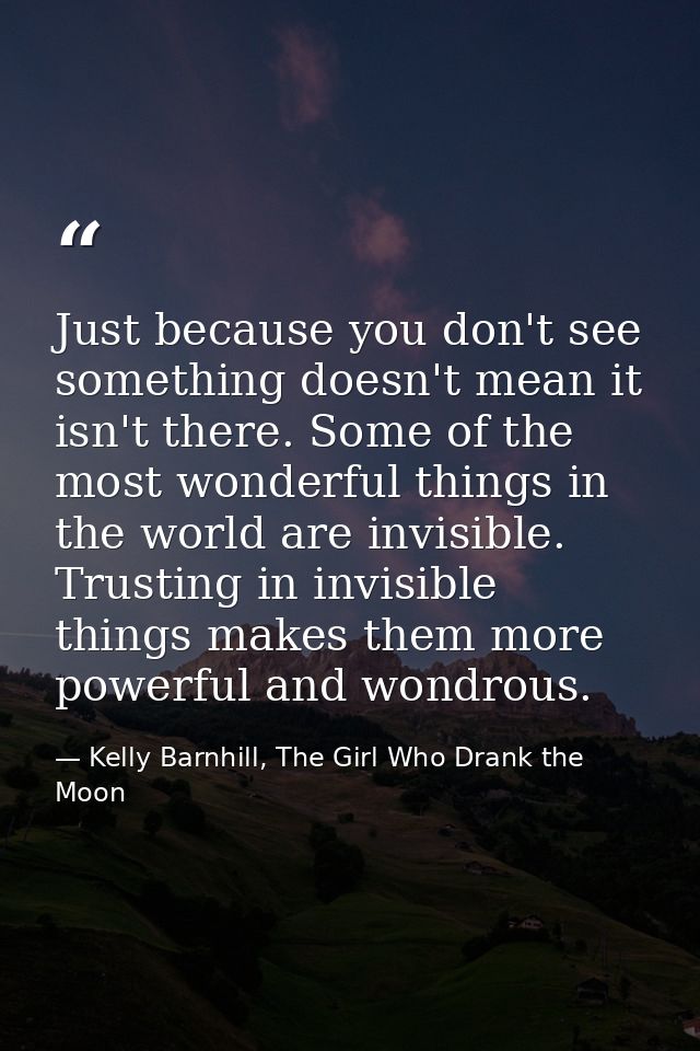 Just because you don't see something doesn't mean it isn't there. Some of the most wonderful things in the world are inv — Kelly Barnhill, The Girl Who Drank the Moon
