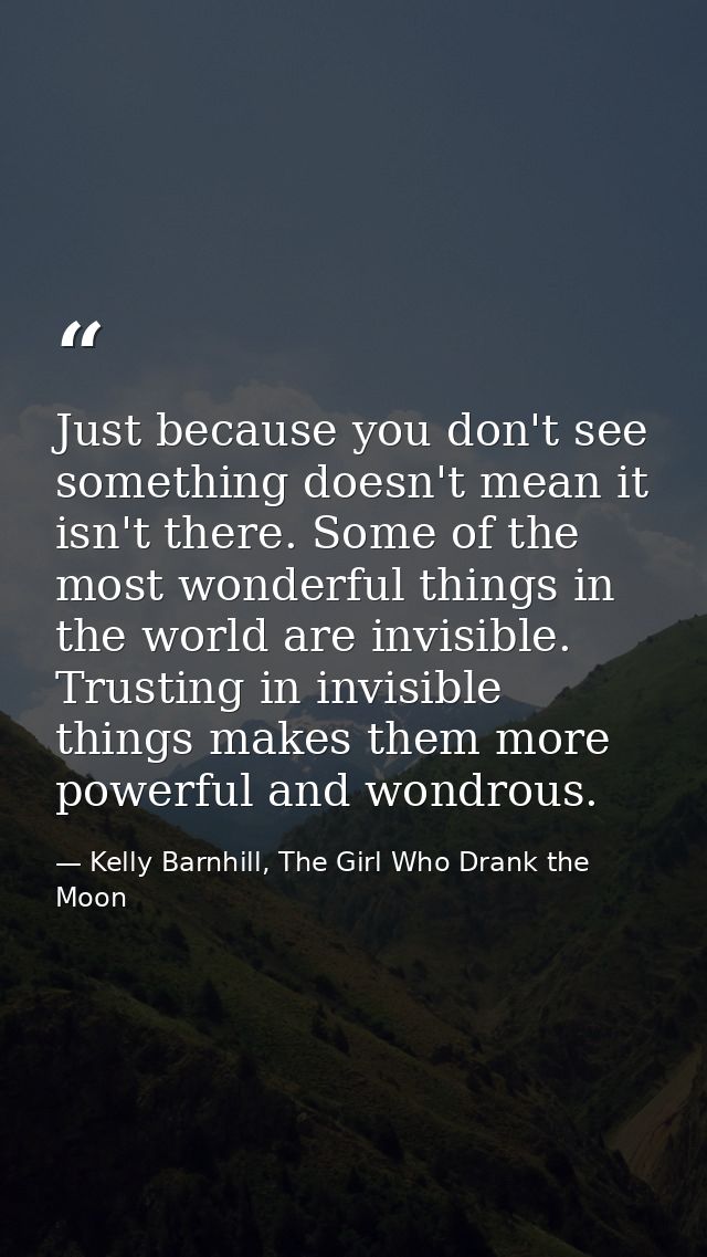 Just because you don't see something doesn't mean it isn't there. Some of the most wonderful things in the world are inv — Kelly Barnhill, The Girl Who Drank the Moon