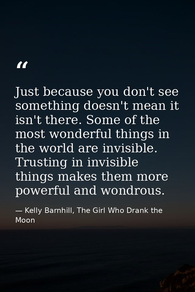 Just because you don't see something doesn't mean it isn't there. Some of the most wonderful things in the world are inv — Kelly Barnhill, The Girl Who Drank the Moon