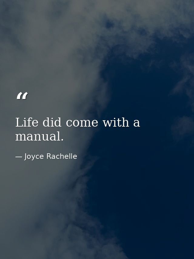 Life did come with a manual. — Joyce Rachelle