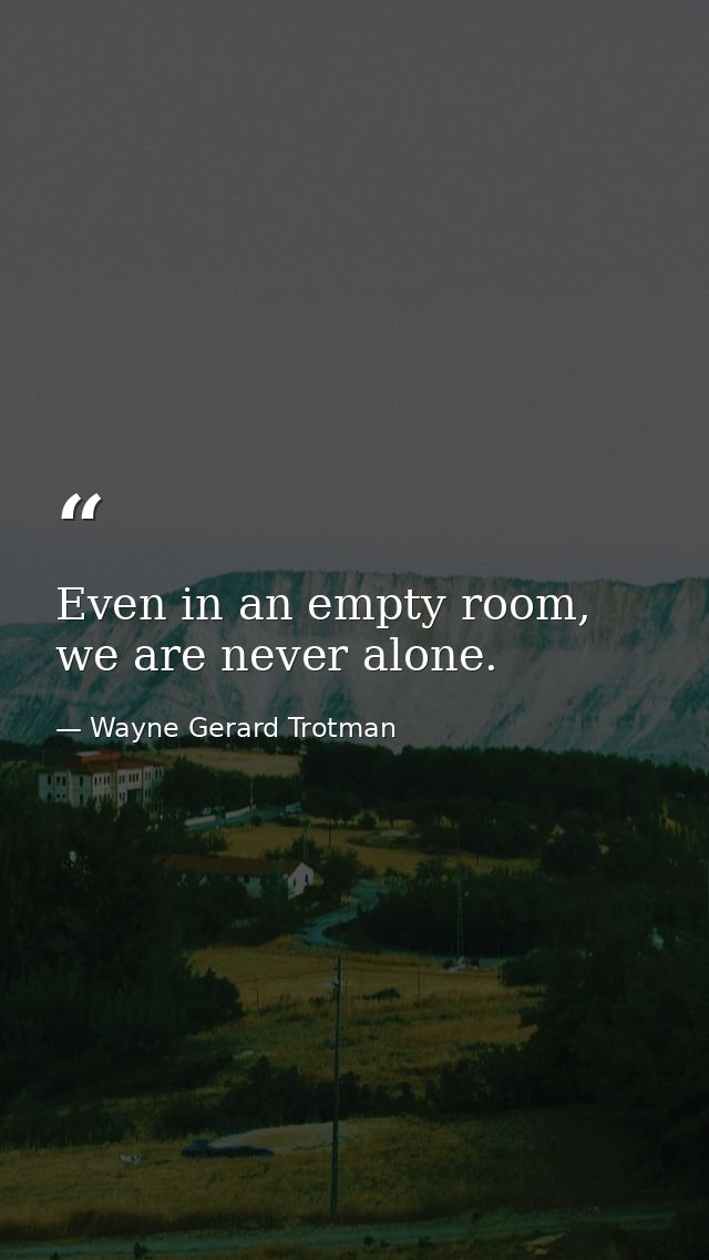 Even in an empty room, we are never alone. — Wayne Gerard Trotman