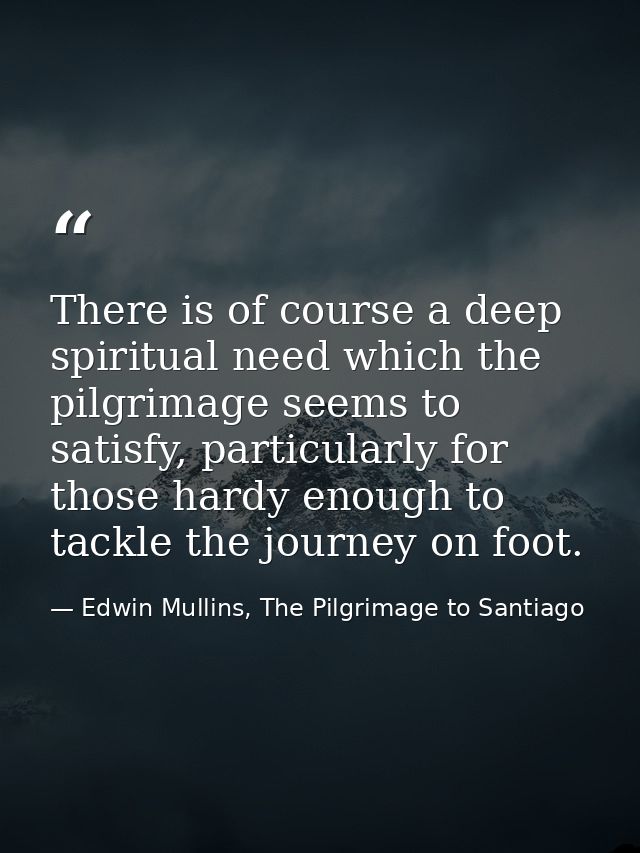 There is of course a deep spiritual need which the pilgrimage seems to satisfy, particularly for those hardy enough to t — Edwin Mullins, The Pilgrimage to Santiago