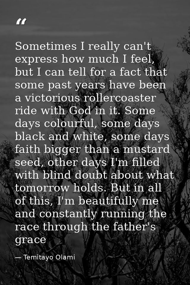 Sometimes I really can't express how much I feel, but I can tell for a fact that some past years have been a victorious  — Temitayo Olami