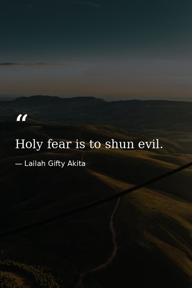 Holy fear is to shun evil. — Lailah Gifty Akita