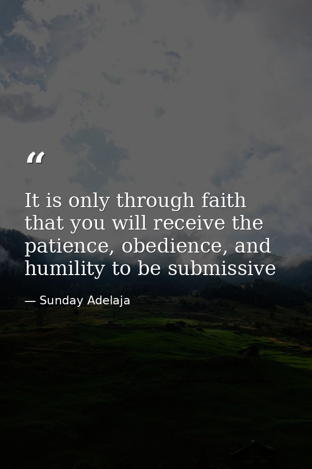 It is only through faith that you will receive the patience, obedience, and humility to be submissive — Sunday Adelaja