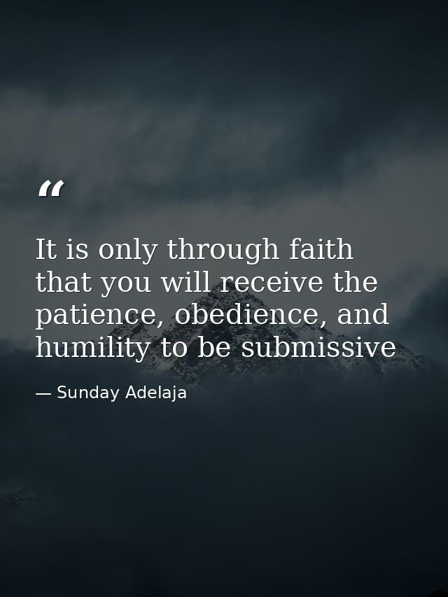 It is only through faith that you will receive the patience, obedience, and humility to be submissive — Sunday Adelaja