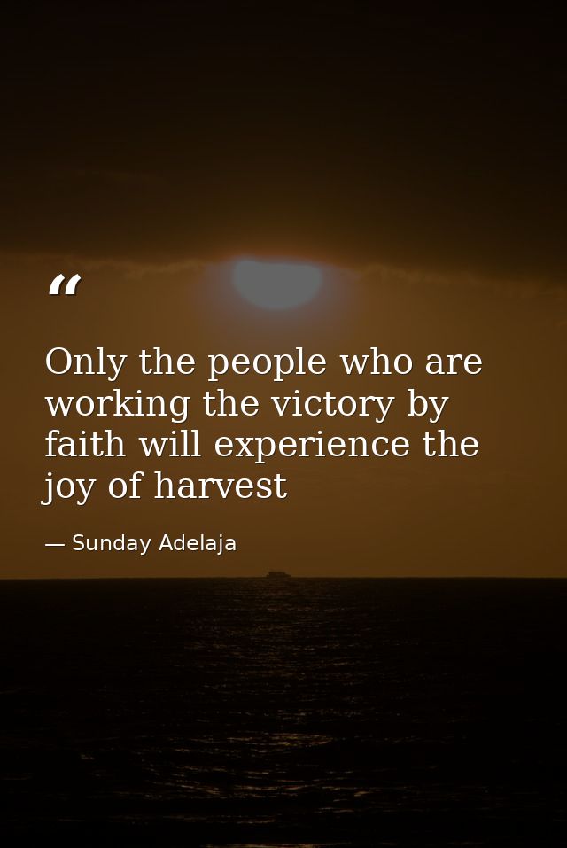 Only the people who are working the victory by faith will experience the joy of harvest — Sunday Adelaja