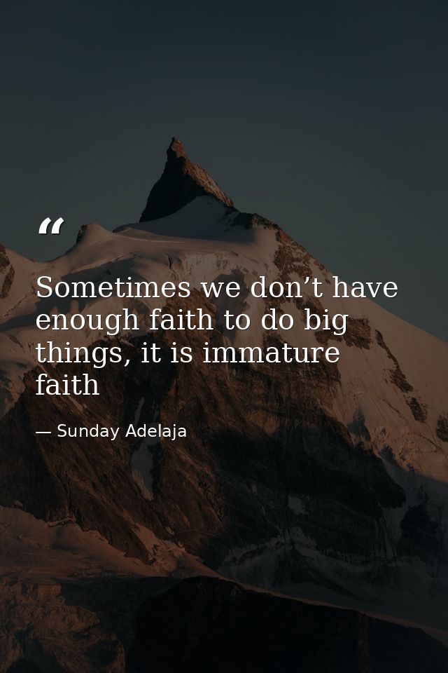 Sometimes we don’t have enough faith to do big things, it is immature faith — Sunday Adelaja