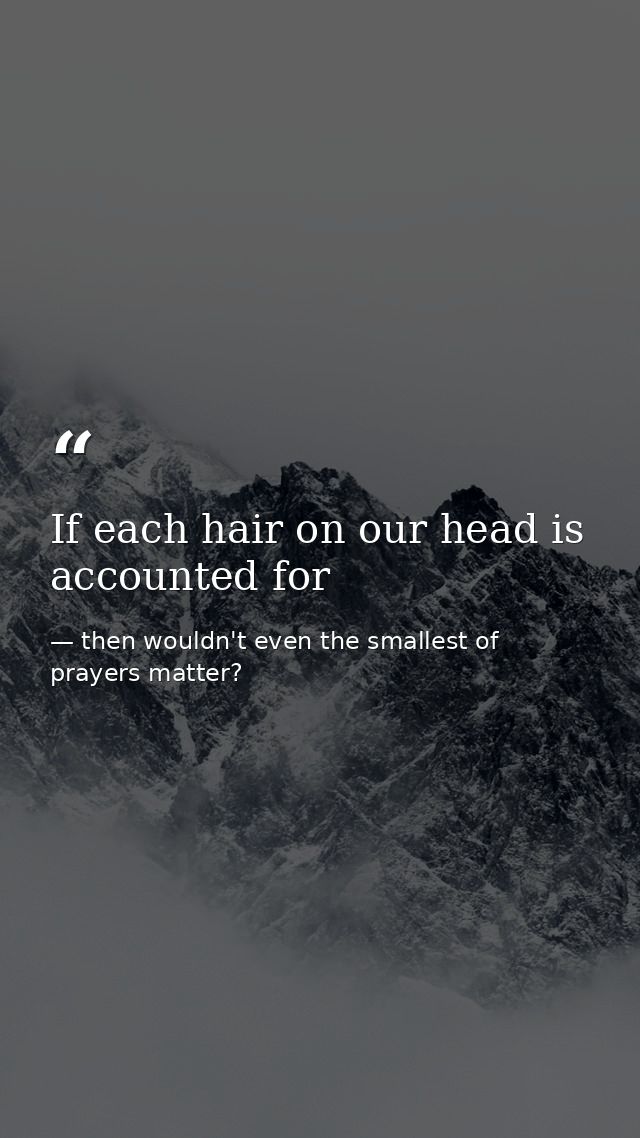 If each hair on our head is accounted for — then wouldn't even the smallest of prayers matter?