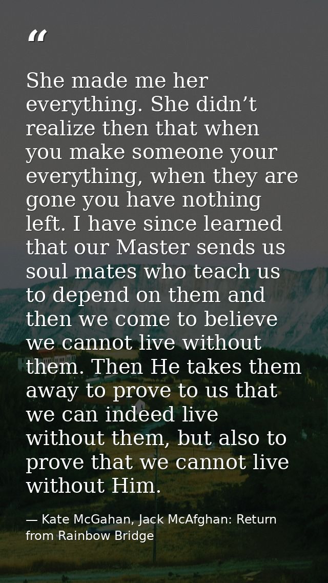 She made me her everything. She didn’t realize then that when you make someone your everything, when they are gone you h — Kate McGahan, Jack McAfghan: Return from Rainbow Bridge