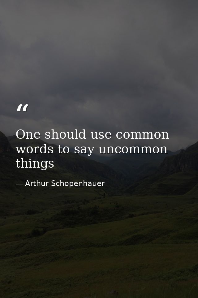 One should use common words to say uncommon things — Arthur Schopenhauer