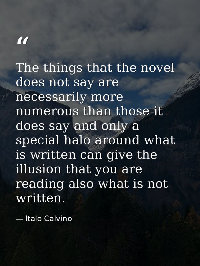The things that the novel does not say are necessarily more numerous than those it does say and only a special halo arou — Italo Calvino