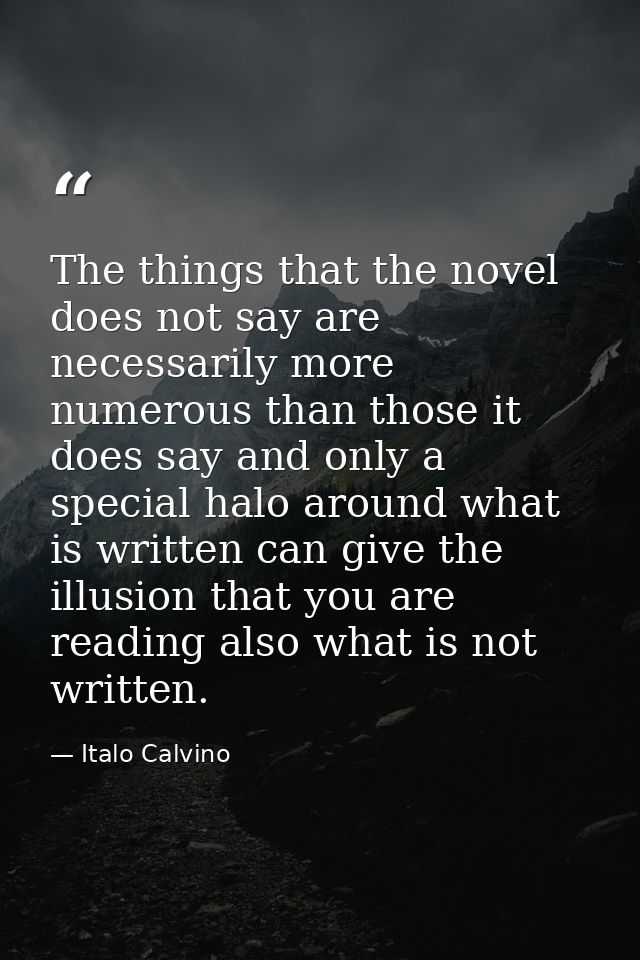 The things that the novel does not say are necessarily more numerous than those it does say and only a special halo arou — Italo Calvino