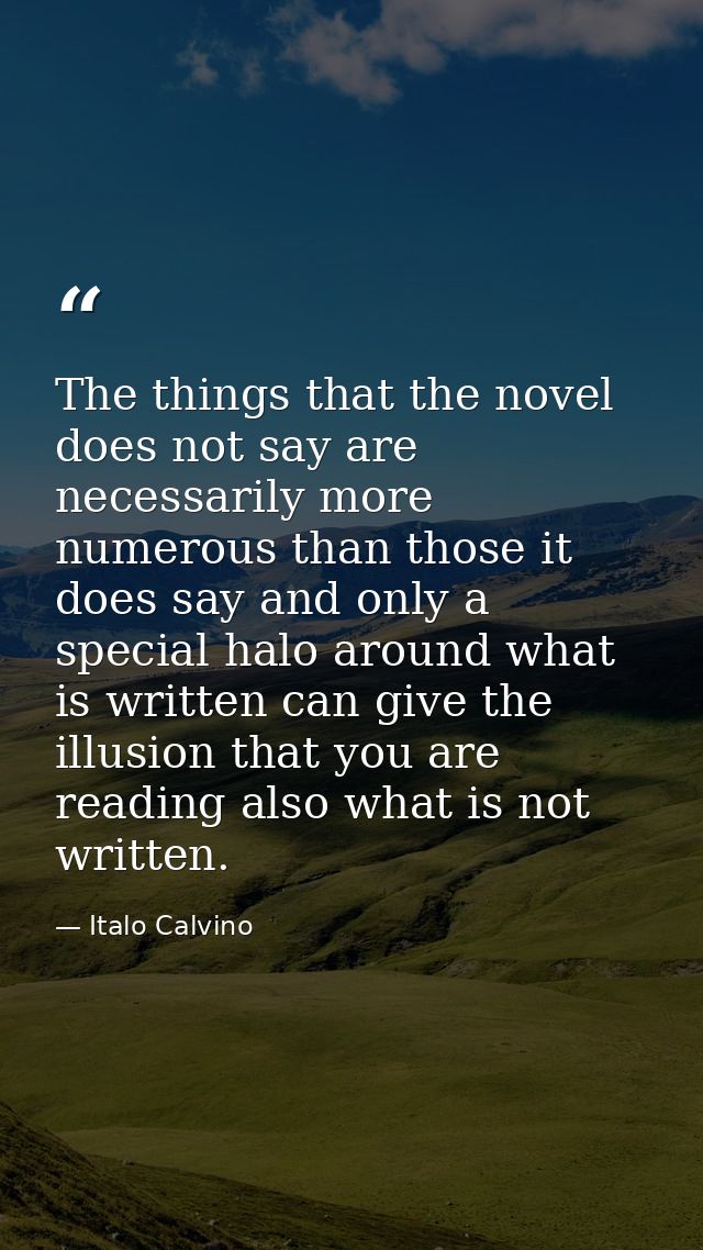 The things that the novel does not say are necessarily more numerous than those it does say and only a special halo arou — Italo Calvino