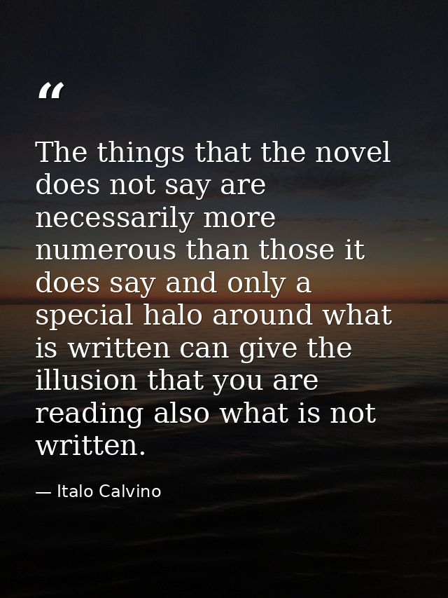 The things that the novel does not say are necessarily more numerous than those it does say and only a special halo arou — Italo Calvino