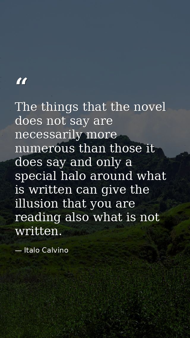 The things that the novel does not say are necessarily more numerous than those it does say and only a special halo arou — Italo Calvino