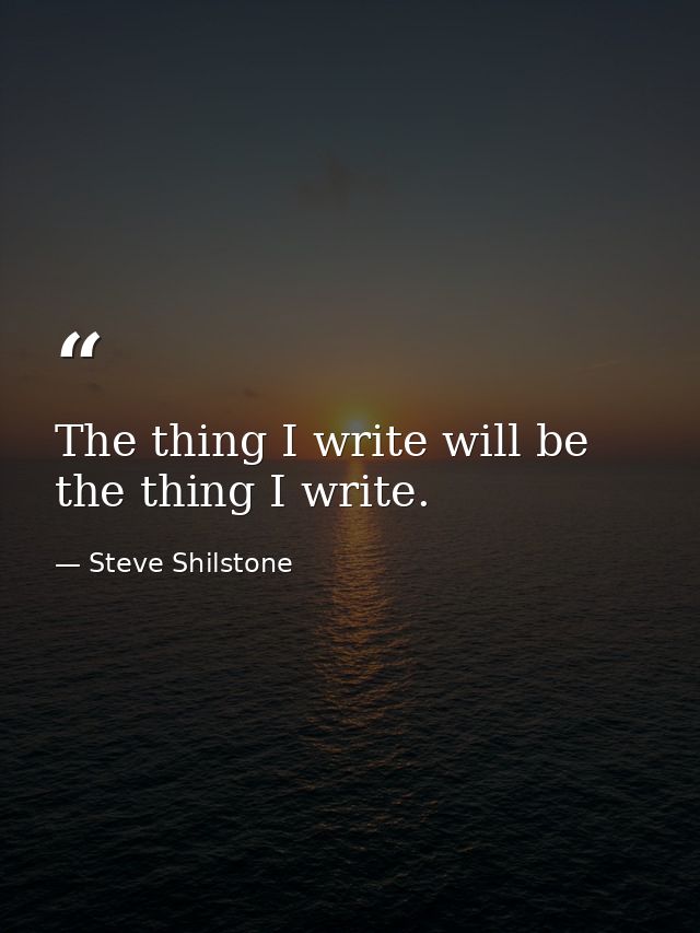 The thing I write will be the thing I write. — Steve Shilstone