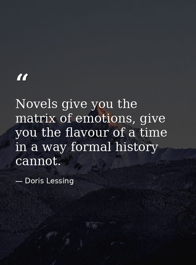 Novels give you the matrix of emotions, give you the flavour of a time in a way formal history cannot. — Doris Lessing