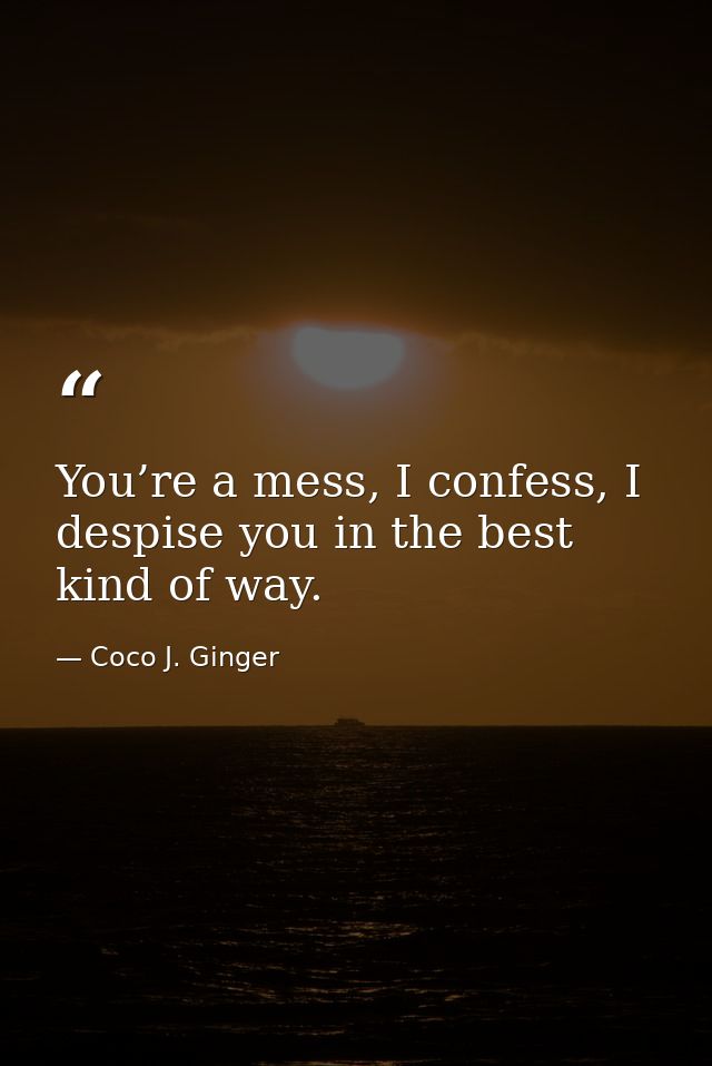 You’re a mess, I confess, I despise you in the best kind of way. — Coco J. Ginger