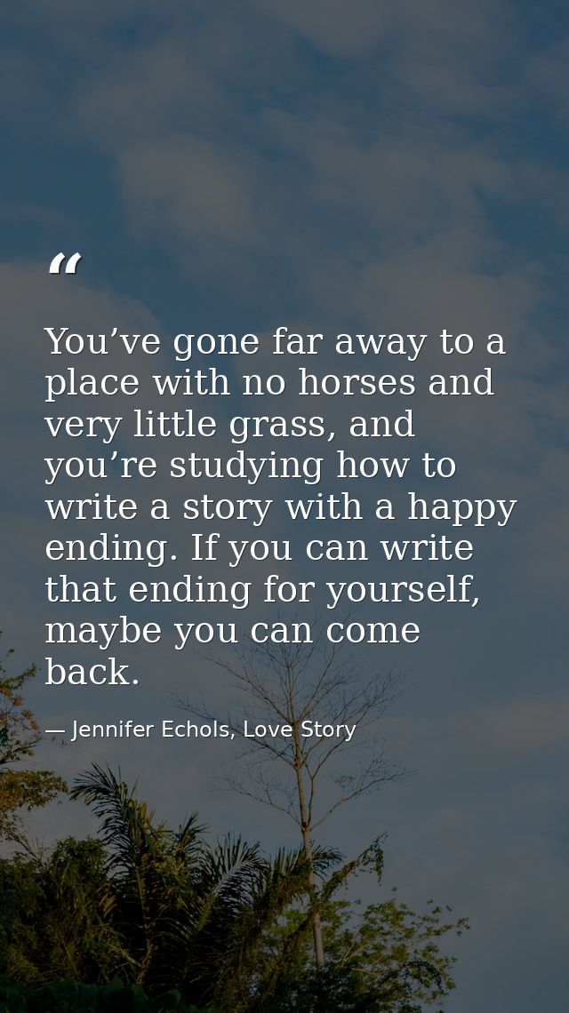 You’ve gone far away to a place with no horses and very little grass, and you’re studying how to write a story with a ha — Jennifer Echols, Love Story