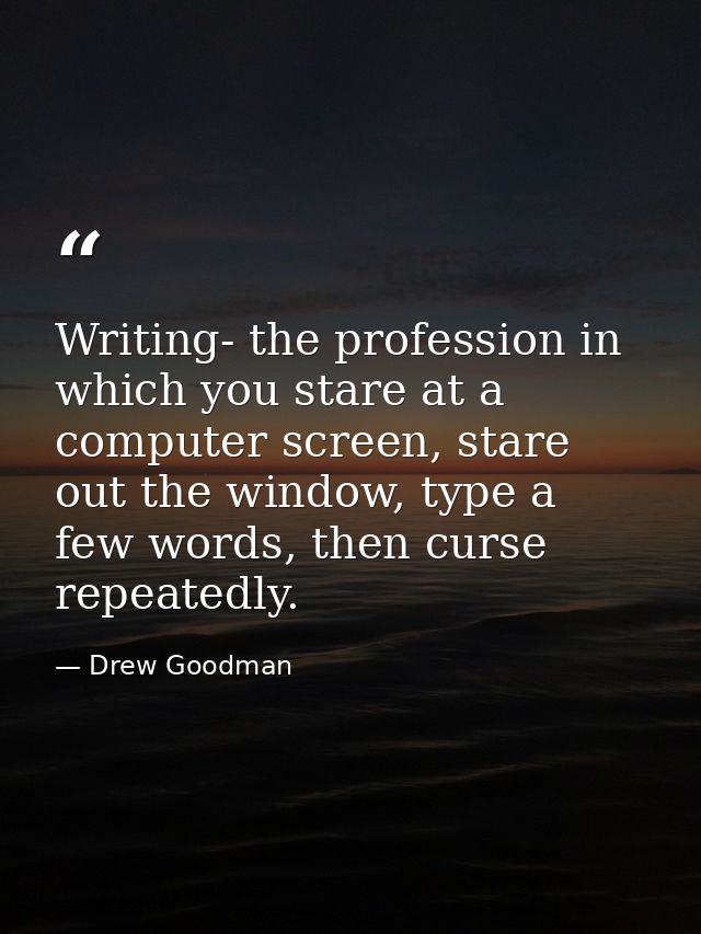 Writing- the profession in which you stare at a computer screen, stare out the window, type a few words, then curse repe — Drew Goodman