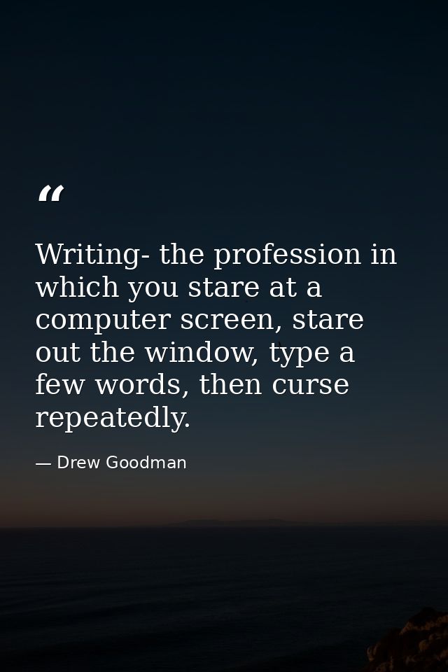 Writing- the profession in which you stare at a computer screen, stare out the window, type a few words, then curse repe — Drew Goodman