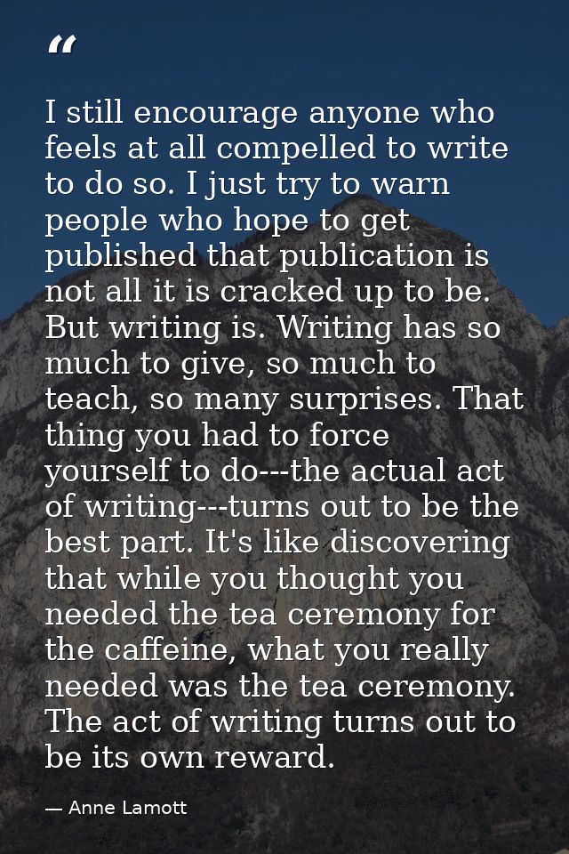 I still encourage anyone who feels at all compelled to write to do so. I just try to warn people who hope to get publish — Anne Lamott