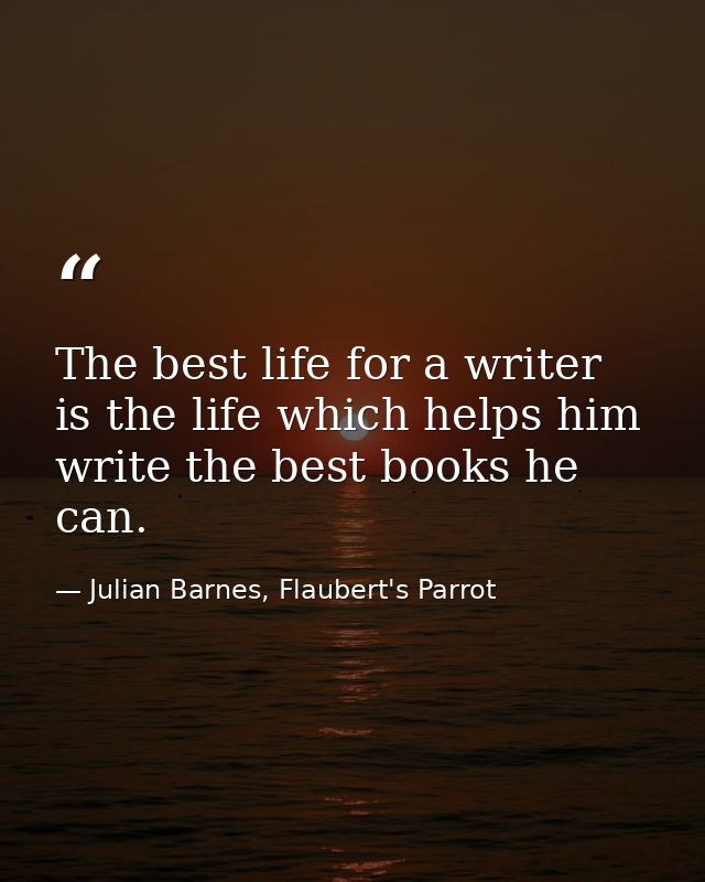 The best life for a writer is the life which helps him write the best books he can. — Julian Barnes, Flaubert's Parrot