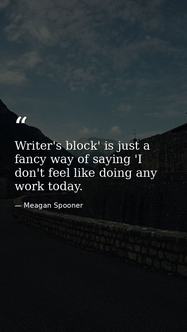 Writer's block' is just a fancy way of saying 'I don't feel like doing any work today. — Meagan Spooner
