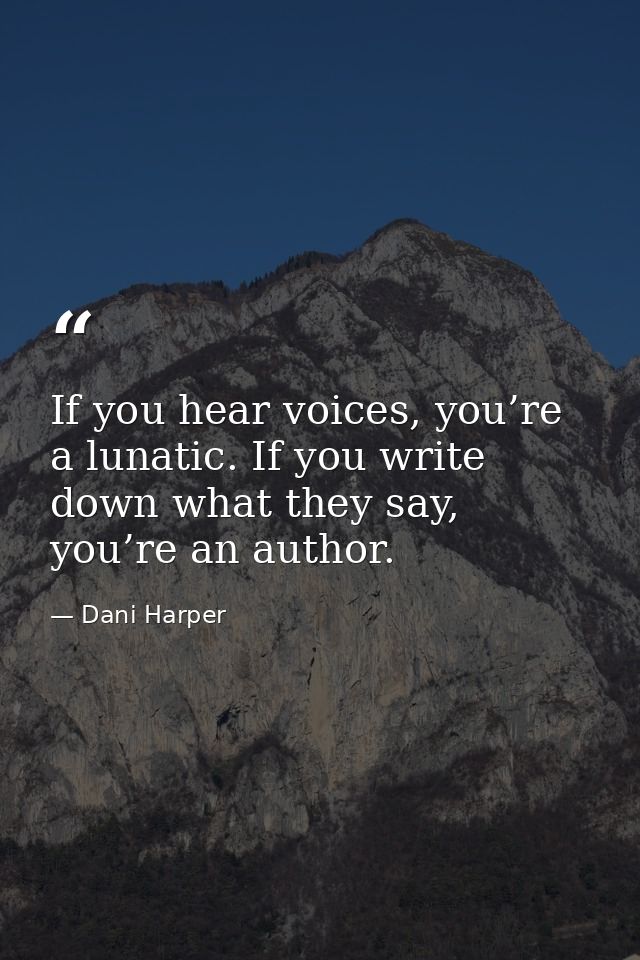 If you hear voices, you’re a lunatic. If you write down what they say, you’re an author. — Dani Harper