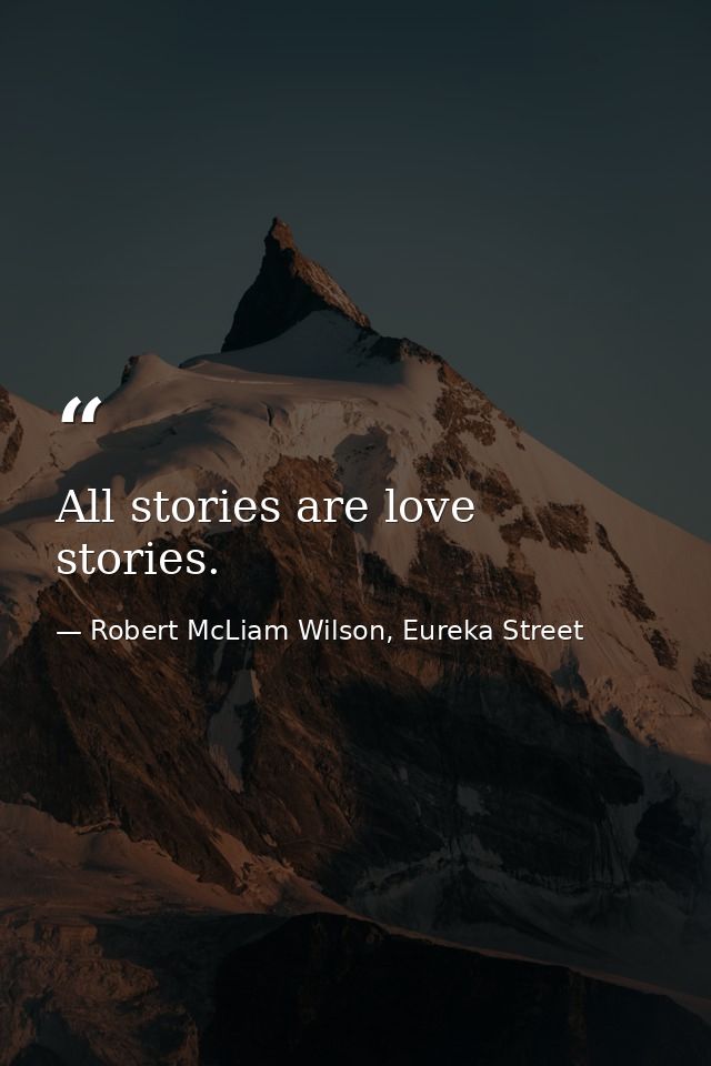 All stories are love stories. — Robert McLiam Wilson, Eureka Street
