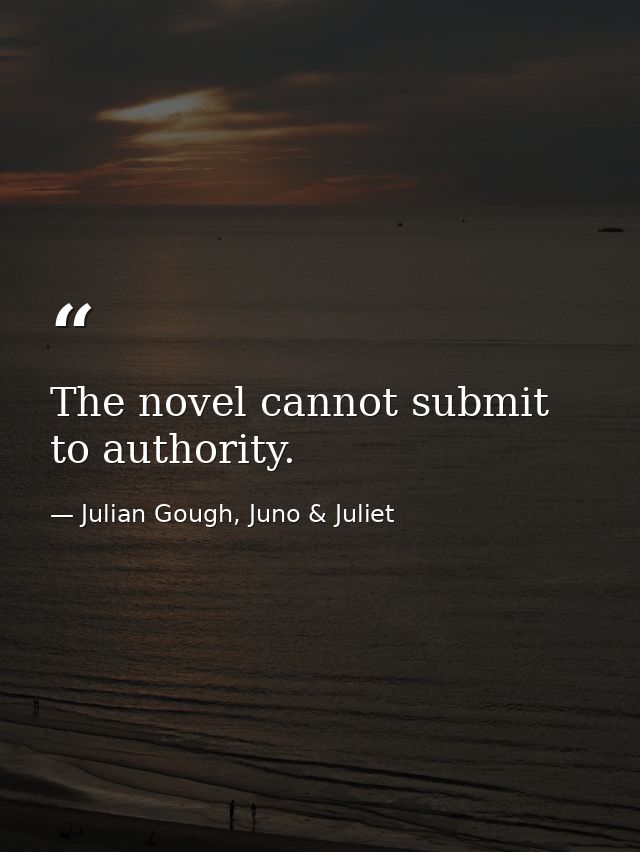 The novel cannot submit to authority. — Julian Gough, Juno & Juliet